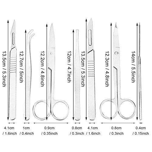 Herramientas de disección, 7 piezas Kit de disección de acero inoxidable Set Biology Student Lab Tools