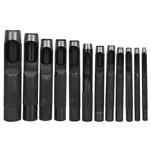 Herramientas operadas a mano Perforadora de cuero Colección de artesanía práctica Artesanía de cuero Regalo de cuero de bricolaje(12 pieces (3-16mm))