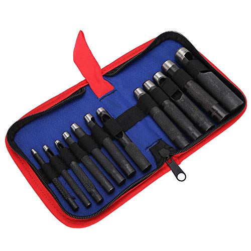 Herramientas operadas a mano Perforadora de cuero Colección de artesanía práctica Artesanía de cuero Regalo de cuero de bricolaje(12 pieces (3-16mm))