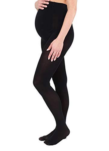 Herzmutter 80 medias de maternidad den - Medias opacas de maternidad - Pantimedias para la futura mamá -Calcetines de maternidad elásticos y cómodos - negro - 1300 (M-L, Negro)