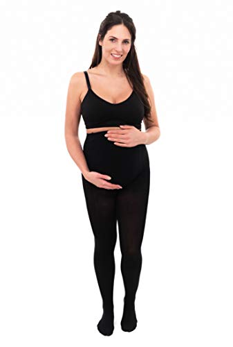 Herzmutter 80 medias de maternidad den - Medias opacas de maternidad - Pantimedias para la futura mamá -Calcetines de maternidad elásticos y cómodos - negro - 1300 (M-L, Negro)