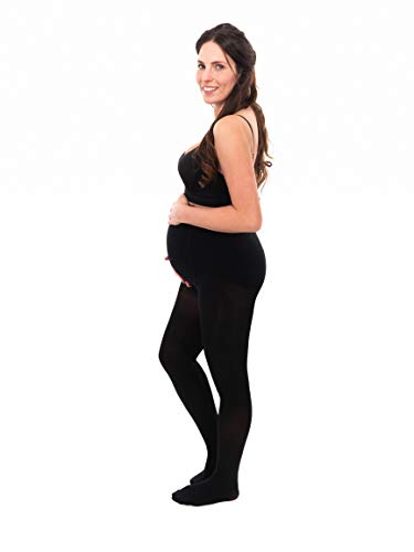 Herzmutter 80 medias de maternidad den - Medias opacas de maternidad - Pantimedias para la futura mamá -Calcetines de maternidad elásticos y cómodos - negro - 1300 (M-L, Negro)