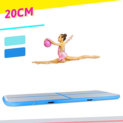 Hiram Colchoneta para Volteretas 400 x 100 x 20 cm Colchoneta de Gimnasia Inflable Tumbling Mat Gimnasia para Gimnasio/Yoga/Entrenamiento/Tumbado/Parque/Uso Doméstico (400 x 100 x 20 cm)