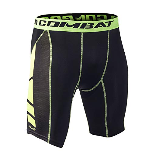 Hivexagon Pantalones Cortos de Compresión de Media Pierna para Deportes, Correr y Entrenamiento de Gimnasio SM008GNXL