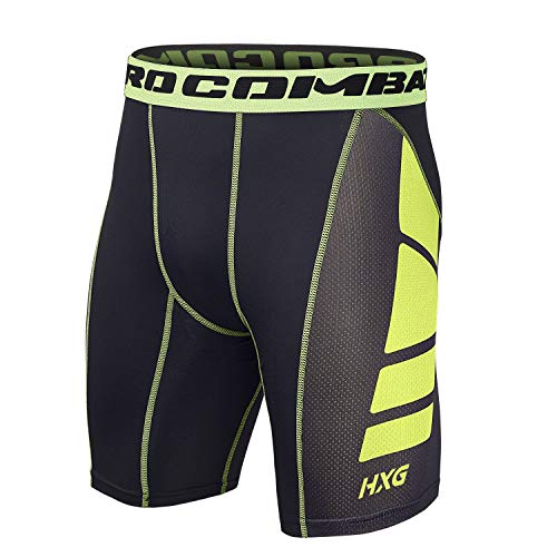 Hivexagon Pantalones Cortos de Compresión de Media Pierna para Deportes, Correr y Entrenamiento de Gimnasio SM008GNXL