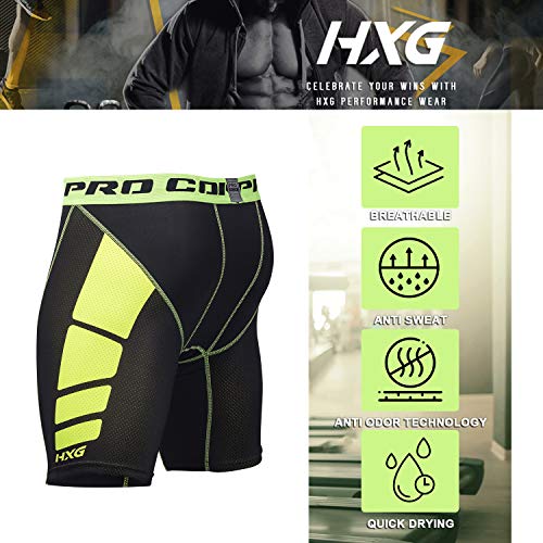 Hivexagon Pantalones Cortos de Compresión de Media Pierna para Deportes, Correr y Entrenamiento de Gimnasio SM008GNXL