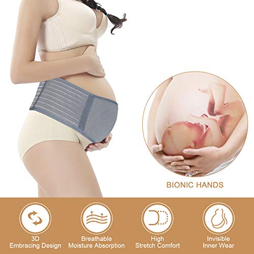 Hivool Cinturón de Embarazo,Cinturón de Maternidad,Apoyo Abdominal y Lumbar para Mujeres Embarazadas,Transpirable Cómodo, Alivio para la Espalda/Dolor pélvico/sacroilíaco(Beige y Rosa y Black y Grey)