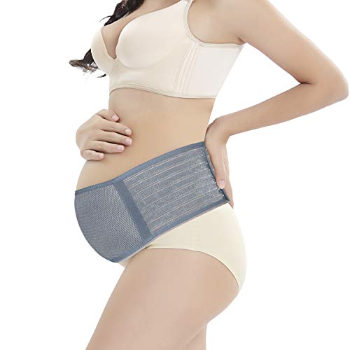 Hivool Cinturón de Embarazo,Cinturón de Maternidad,Apoyo Abdominal y Lumbar para Mujeres Embarazadas,Transpirable Cómodo, Alivio para la Espalda/Dolor pélvico/sacroilíaco(Beige y Rosa y Black y Grey)