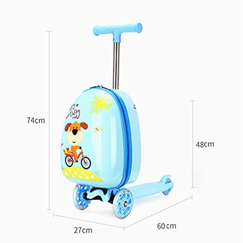 HMYLI Maleta de Scooter de niña Ligera, Maleta Plegable, Maleta para niños con Ruedas Luminosas LED,4