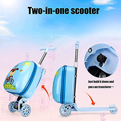 HMYLI Maleta de Scooter de niña Ligera, Maleta Plegable, Maleta para niños con Ruedas Luminosas LED,4