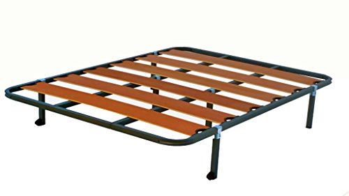 HOGAR24.es-Somier Somieres Lama Ancha con Taco Anti-Ruido + 6 Patas cuadradas con Ruedas Alto 32 cm, Tubo 30 x 30; Medida 135x190