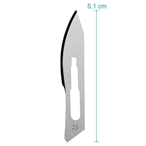 Hojas bisturi nº 23 - cuchillas escalpelo - bisturi quirurgico - recambio cuchillas - envase de abastecimiento con 100 cuchillas de repuesto
