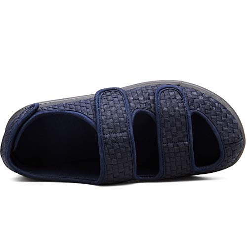 Hombre Sandalias Diabéticas Mujer Zapatillas Zapatos Diabeticos Antibacteriano Sanitized Ajustable Edema Zapatos hinchados Extra Ancha Zapatillas Adulto-Unisex,Azul,45 EU