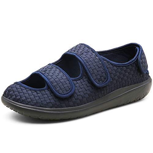 Hombre Sandalias Diabéticas Mujer Zapatillas Zapatos Diabeticos Antibacteriano Sanitized Ajustable Edema Zapatos hinchados Extra Ancha Zapatillas Adulto-Unisex,Azul,45 EU