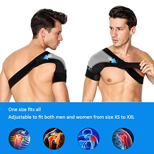 Hombrera Ajustable para Hombre y Mujer - Hombreras Deportivas Compatible con Paquete Frío/Caliente - para el Manguito Rotador, Alivio del Dolor de Hombro, Desgarro de Labrum, Bursitis (Izquierda)