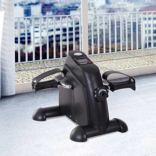 HOMCOM Minibicicleta Estática Pedalier Aparato de Ejercicios Brazos y Piernas Resistencia Ajustable Pantalla LCD 35x40x31cm