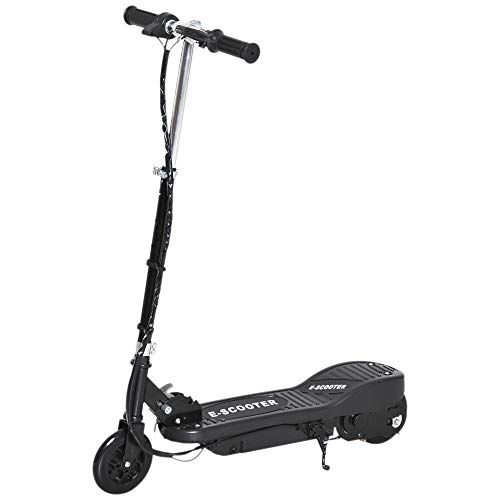 HOMCOM Patinete Eléctrico Niño 7-14 Años E-Scooter Plegable Manillar Ajustable 12km/h Batería Recargable 12V Monopatín 120W Carga 50kg Negro