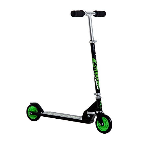 HOMCOM Patinete para Niños Scooter de Evolución Plegable Manillar Ajustable Marco Aluminio Ligero y Estable Carga 50kg 64x34x66-82 cm Verde