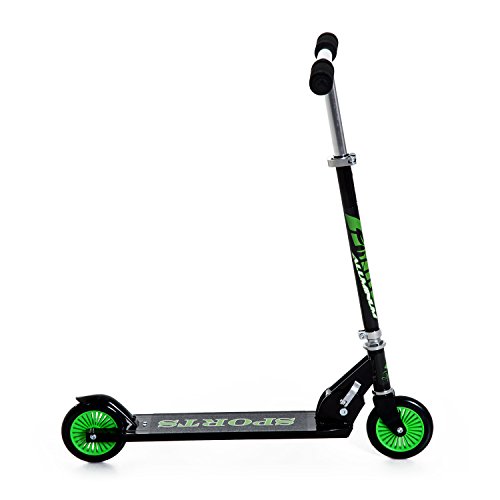 HOMCOM Patinete para Niños Scooter de Evolución Plegable Manillar Ajustable Marco Aluminio Ligero y Estable Carga 50kg 64x34x66-82 cm Verde