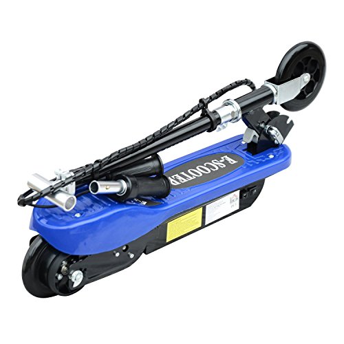 HOMCOM Patinete Plegable Niño Eléctrico Tipo Scooter con Manillar Azul Patinete Eléctrico Plegable Tipo Scooter con Manillar Ajustable Freno y Pie de Apoyo 120W Carga 50kg 78x37x99cm (Azul)