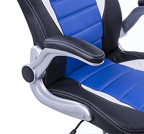 HOMCOM Silla de Juego Escitorio Silla Giratorio de Ordenador para Jóvenes Ergonómica Regulable con Ruedas Azul