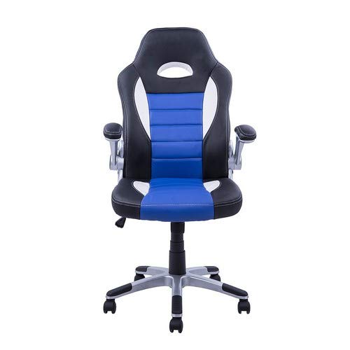 HOMCOM Silla de Juego Escitorio Silla Giratorio de Ordenador para Jóvenes Ergonómica Regulable con Ruedas Azul