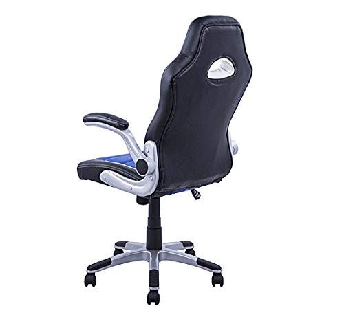 HOMCOM Silla de Juego Escitorio Silla Giratorio de Ordenador para Jóvenes Ergonómica Regulable con Ruedas Azul