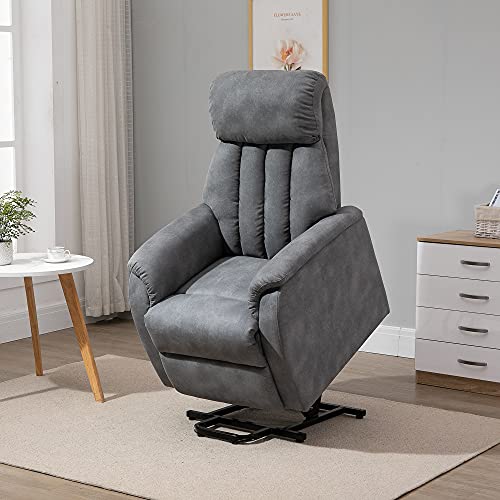 HOMCOM Sillón Relax Levantapersonas Función de Elevación y Reclinado Extra Acolchado con Mando para Personas Mayores y Movilidad Reducida 75x93x110 cm Gris