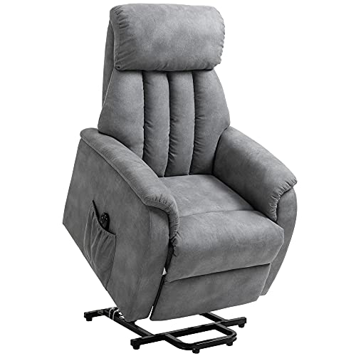 HOMCOM Sillón Relax Levantapersonas Función de Elevación y Reclinado Extra Acolchado con Mando para Personas Mayores y Movilidad Reducida 75x93x110 cm Gris