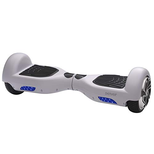 Hoverboard Patinete Eléctrico Equilibrio Denver HBO-6620WHITE. Batería Recargable incorporada. 2 Motores de 250 W. Velocidad hasta 12 km/h. Alcance de hasta 10 km por Carga. Tamaño Rueda 6,5 ", Blanco