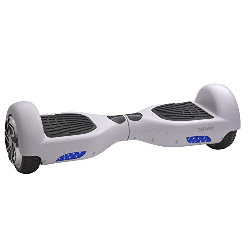 Hoverboard Patinete Eléctrico Equilibrio Denver HBO-6620WHITE. Batería Recargable incorporada. 2 Motores de 250 W. Velocidad hasta 12 km/h. Alcance de hasta 10 km por Carga. Tamaño Rueda 6,5 ", Blanco