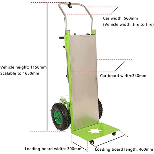 HUALUWANG Carretilla de Mano eléctrica subeescaleras de 150 kg de Capacidad Carro Que Ahorra Mano de Obra -Motor sin escobillas de 850 W y batería extraíble de 48 V /32 Ah