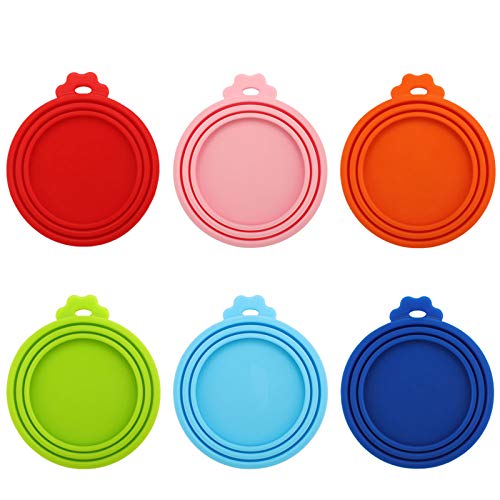 Huayue 6pcs Tapas de Silicona para Latas de Mascotas, Tapas de Lata de Silicona para Perros y Gatos Cubiertas de Silicona para Latas de Mascotas, se Adapta a 3 Tamaños Diferentes (10cm, 6 Colores)