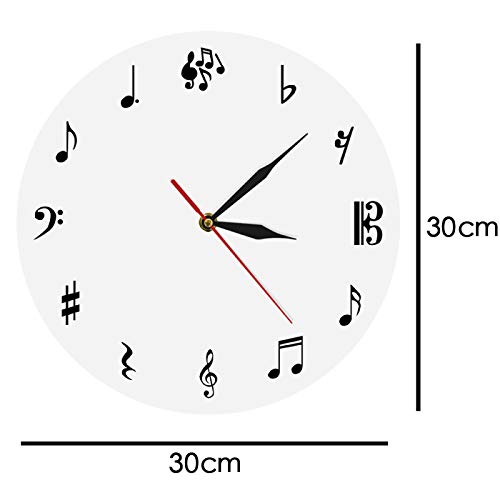 hufeng Reloj de pared de estudio de música con letrero de pared, notas musicales, reloj de pared con hendidura aguda, arte de pared, reloj decorativo, regalo para músico o cantantes