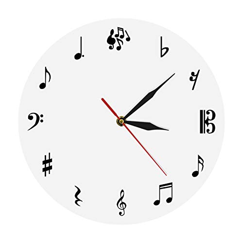 hufeng Reloj de pared de estudio de música con letrero de pared, notas musicales, reloj de pared con hendidura aguda, arte de pared, reloj decorativo, regalo para músico o cantantes