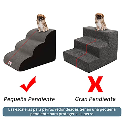 HXX Escaleras para Perro Gatos, Curvas Escaleras de Mascotas para Subir Sofá Cama, Fácil de Escalar, Antideslizante Rampa Escalera de Perro, 40x60x40cm Gris