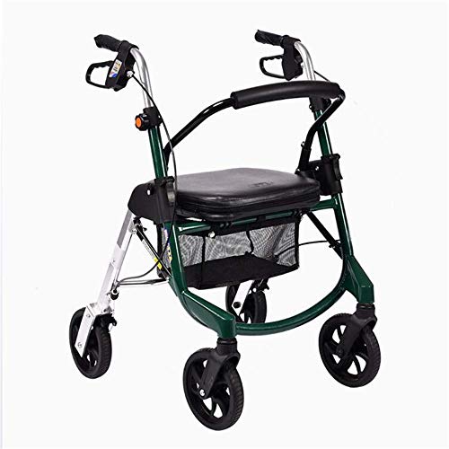 HYRL Carretilla de Carro de Compras de Edad Avanzada, portátil Plegable 4 Ruedas Walker con Asiento muletas Ayuda para Caminar para Llevar Compras de Bolsa