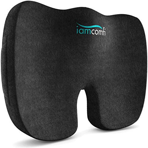 iamcomfi - Cojín ortopédico de espuma viscoelástica, para ciática, coxis y dolor de cadera, alivio de presión en la espalda y el coxis en el asiento del coche, silla de oficina o silla de ruedas