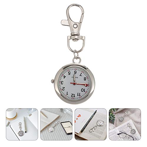 ibasenice Reloj de Bolsillo de Cuarzo Reloj con Clip para Enfermera Reloj con Llavero de Bolsillo Plateado Reloj de Solapa para Enfermera Reloj de Bolsillo Colgante para Médico Reloj de