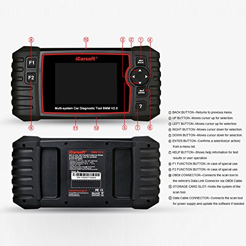 iCarsoft BMM V2.0 - Dispositivo de diagnóstico Profesional para BMW/Mini (versión de actualización i910-II)