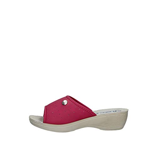 inblu PL000045 - Chanclas sanitarias para mujer, suela anatómica, piel auténtica, cuña de 4,5 cm, fucsia Size: 40 EU