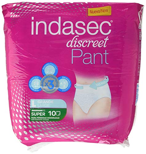 Indasec Ropa Interior Absorbente, Talla Grande, Absorción Súper - 10 Unidades