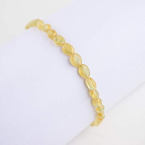 InfinityGemsArt Natural Yellow Sapphire Stone Oval Tumbles Full Beads Dainty Bracelet Premium Jewelry for Women, 925 Sterling Silver, Natural Gemstone, Healing Crystals, 8 inch Premium Gift