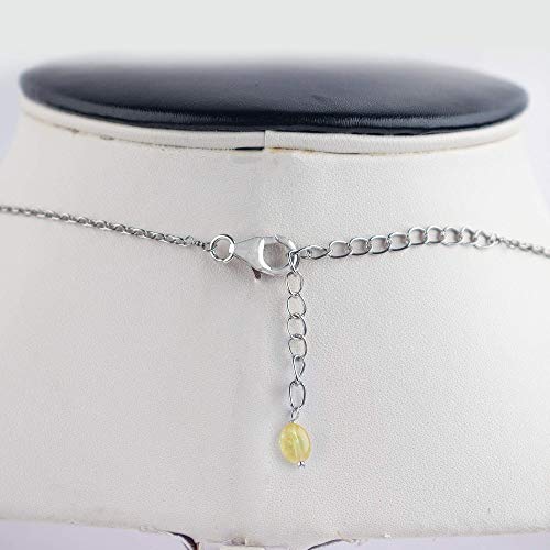 InfinityGemsArt Premium Natural Yellow Sapphire Stone Oval Beads Tumble Dainty Bar Necklace, Premium Jewelry for Women, 925 Sterling Silver, Natural Gemstone, Healing Crystals, 18 inch