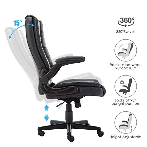 IntimaTe WM Heart Silla Oficina, Silla Oficina Ergonómica con Apoyabrazos Abatibles, Respaldo Alto y Cojín Engrosado para Escritorio y Ordenador, Negro