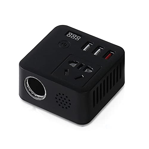 Inversor de Corriente para Coche de 150W, 12 V a 220 V, convertidor Digital, Adaptador convertidor, Onda sinusoidal modificada, QC 3,0, Cargador USB, Carga rápida