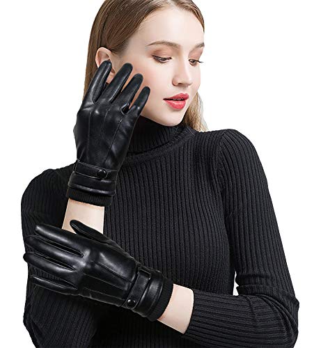 Invierno Guantes Hombre Falso Cuero Calentar Prueba del Viento Prueba de Frío Térmico Mitones Antideslizante Pantalla Táctil para Aire Libre del Deportes Mujeres Adolescentes