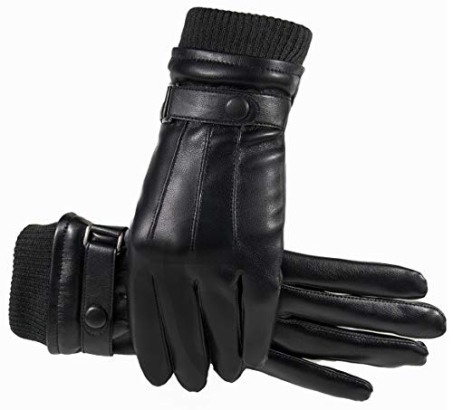 Invierno Guantes Hombre Falso Cuero Calentar Prueba del Viento Prueba de Frío Térmico Mitones Antideslizante Pantalla Táctil para Aire Libre del Deportes Mujeres Adolescentes