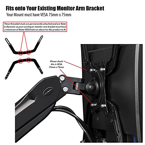 Invision Kit Adaptador No VESA para Pantallas de TV y Monitores PC 17"-27" Sin Orificios de Fijación Traseros [Soporte de TV o Brazo de Monitor Con Patrón de Montaje 75x75mm] Carga máx. 6,5kg (NV100)