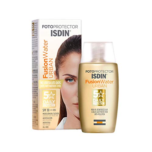 Isdin Fotoprotector Fusion Water Urban SPF 30 - Protector solar Facialultraligero de uso diario para entornos urbanos, protección UVA, luz azul yantipolución, 50 ml